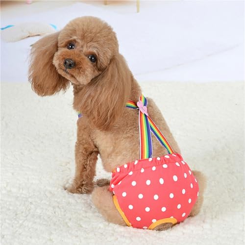Dog Diaper Shorts Sanitary Pantie Female Dogs Adjust Suspender Diaper Panties Period Briefs Dog Physiological Shorts, M Polka Dot Light Pink