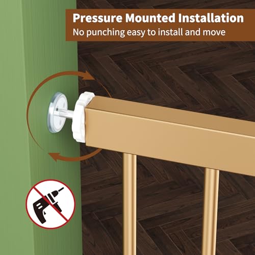 FreeStanding Portable Auto Close Pet Gate | Pressure Mounted Dog Gate for Doorways & Stairs, Walk-Through Door, Tool-Free Installation.