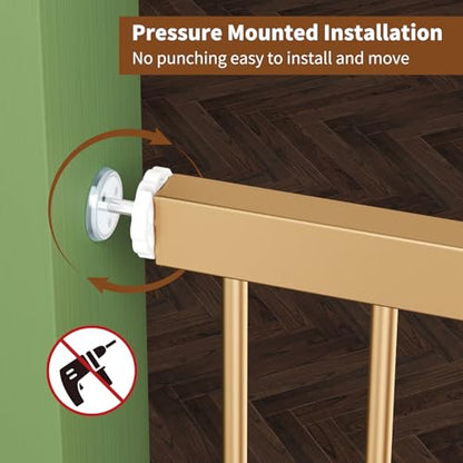 FreeStanding Portable Auto Close Pet Gate | Pressure Mounted Dog Gate for Doorways & Stairs, Walk-Through Door, Tool-Free Installation.