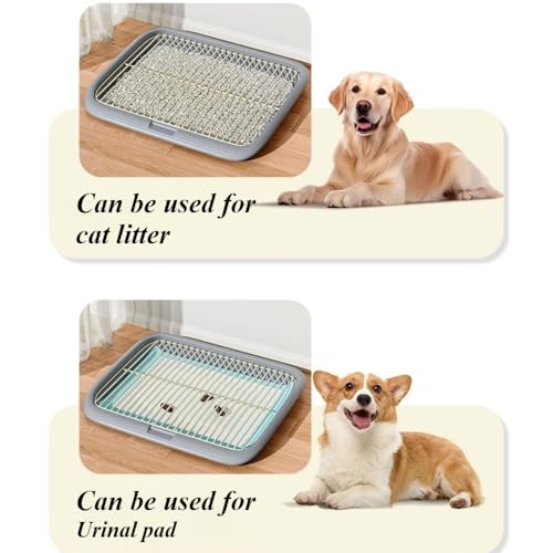 Dog Potty Tray Indoor Pet Pee Pad Holder for Small & Medium Dogs, Puppy Training Pad Holder, Pet Toilet Litter Box, Dog Bathroom Tray, Housebreaking Potty Supplies 17.72''LX12.99''WX1.97''H(Black) - color: Black