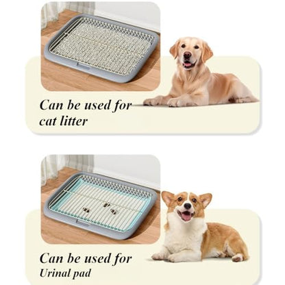 Dog Potty Tray Indoor Pet Pee Pad Holder for Small & Medium Dogs, Puppy Training Pad Holder, Pet Toilet Litter Box, Dog Bathroom Tray, Housebreaking Potty Supplies 17.72''LX12.99''WX1.97''H(Grey) - color: Grey