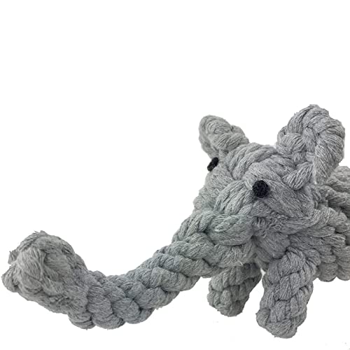 ADUCK Puppy Dog Rope Toy for Teeth Cleaning, Chew-Proof Dental Care & Training Reward | Durable Cotton Heather Gray Elephant for Small & Medium Dogs - color: Grey Elephant