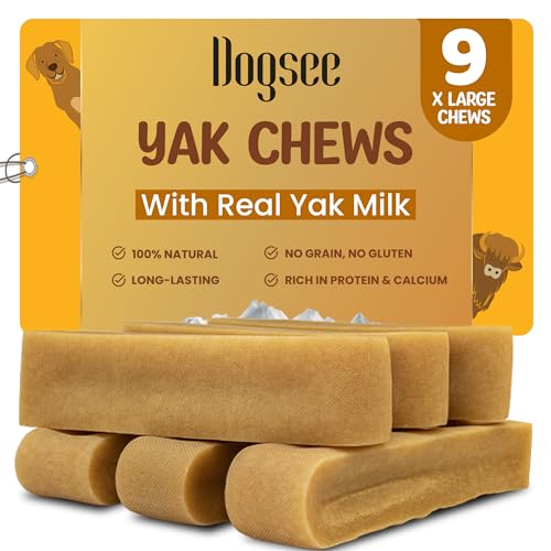 Dogsee Original Himalayan Yak Cheese Chews (XL - 9 Pieces) .100% Natural, 60% Protein, Dog Treats for Large Breed Dog Chews Long Lasting for Aggressive Chewers - size: Extra Large (Pack of 9)