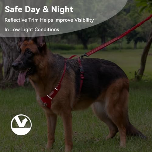 No Pull Dog Harness, Adjustable Vest with Front & Back Metal Leash Clips, Reflective for Safe Night Walks, Traffic Handle & Seatbelt Compatible, Breathable Padded Harness, Blue, XL - color: Blue, size: XL