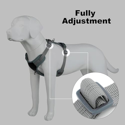 Plutus Pet No Pull Dog Harness, Release at Neck, Soft Padded, Reflective Adjustable Dog Vest Harness for Small, Medium, Large Dogs(Gray,M) - color: Gray, size: M