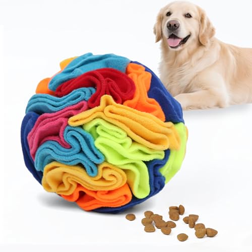 Ablechien Snuffle Ball - Snuffle Ball for Dogs Large Breed, Interactive Dog Toys to Keep Them Busy, Dog Puzzles for Large Dogs with Storage Bag Machine Washable - color: Rainbow Ball, size: Large