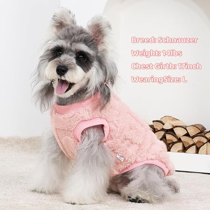 XPUDAC 3 Pack Dog Sweater, Dog Winter Coat with Cute Pattens Pullover Stretchy Fleece Pet Sweaters for Small Medium Dogs Girl boy-M（Pink-Hot Pink-Purple - color: Pink-Hot pink-Purple, size: Medium