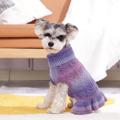 QBLEEV Small Dog Sweaters for Girls - Warm Winter & Fall Dog Sweaters with Soft Material, Turtleneck & Vest Options, Female XS - color: Gradient Purple, size: X-Small