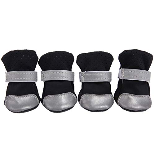 Pet Shoes,Dog Boots,Protect Dog Paws,4Pcs Reflective Dog Puppy Shoes Pomeranian Teddy Bichon Soft-Soled Pet Boots Black 01 - color: Black, size: 01