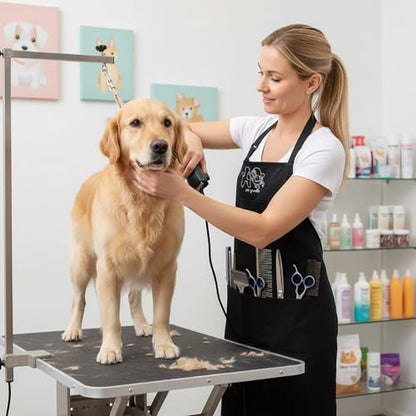 Gliitatu Dog Grooming Apron Smock Waterproof Apron for Dog Groomer Hair Resistant Barber Apron for Salon (1 Pack) - color: 1 Pack