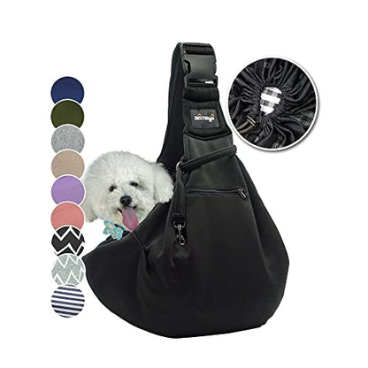 NATUYA Pet Dog Sling Carrier - Dog Sling with Net Bag for Carrier Dogs Cats-Hands Free Pet Bag-Buckle net Pocket pet Bag (Black) - color: Black