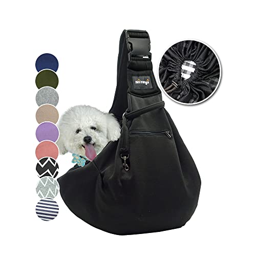 NATUYA Pet Dog Sling Carrier - Dog Sling with Net Bag for Carrier Dogs Cats-Hands Free Pet Bag-Buckle net Pocket pet Bag (Black) - color: Black