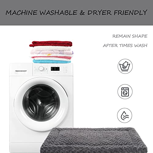 Washable Dog Bed Mat Crate Pad Soft Fluffy Pet Kennel Beds Dog Sleeping Mattress for Large Jumbo Medium Small Dogs, 24 x 18 Inch, Gray - color: Grey, size: 24.00" x 18.00" x 1.50"