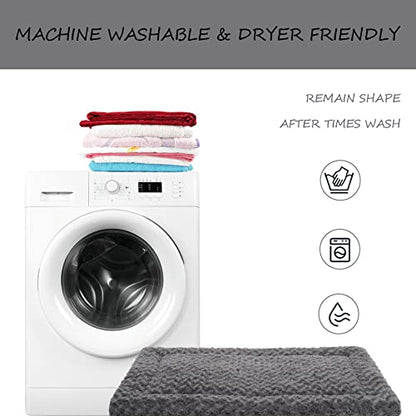 Washable Dog Bed Mat Crate Pad Soft Fluffy Pet Kennel Beds Dog Sleeping Mattress for Large Jumbo Medium Small Dogs, 24 x 18 Inch, Gray - color: Grey, size: 24.00" x 18.00" x 1.50"