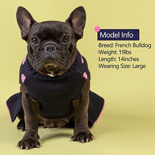 KYEESE Dog Sweaters with Leash Hole Small for Girl Dog Sweater Dress Polka Dot Knit Warm Dogs Clothes with Pom Pom Ball, XS - color: 05# Navyblue, size: X-Small (2-3lbs)