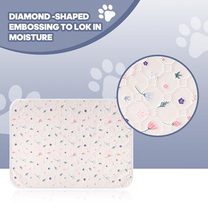 2'Pcs Washable Pee Pads, Reusable Puppy Pet Training Pads, Waterproof Dog Crate, Whelping Pad, Non-Slip Protects Against Urine Leakage Pinkishwhite Large - color: Pinkishwhite, size: Large