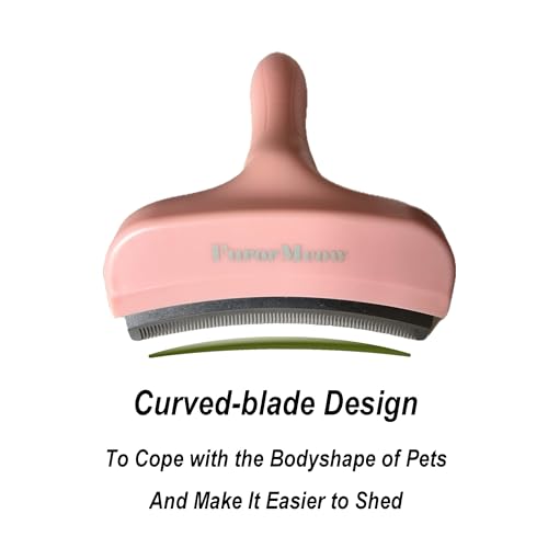 Pet Deshedding Tool with Curve Blade, Cat Grooming Brush, Tight V-shaped Teeth Shedding Comb for Cat and Dog (Pink, Large) - color: Pink, size: Large