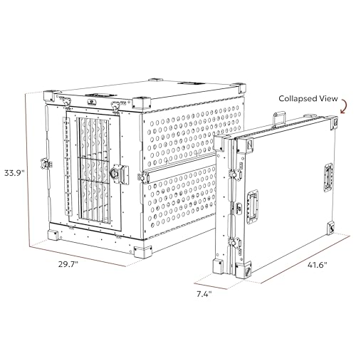 K9 Kennel Boss Aluminum Collapsible Dog Crate, Heavy Duty Folding Kennel - Large (White) - color: White, size: 41.6"L x 29.7"W x 33.9"H