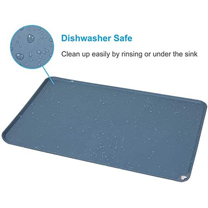 JiangYanus Silicone Pet Feeding Mat for Dog Cat Bowls, Non Slip Waterproof | Cat & Dog Bowl Mats Tray with Raised Edges for Food and Water, Pet Bowl Mat Dog Placemats to Prevent Water Spills on Floor - color: Green