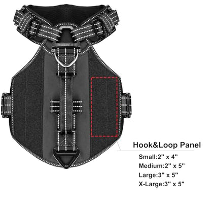 ICEFANG GN8 Tactical Dog Harness with 4X Metal Buckles for Medium Sized Dogs,Reflective in Training Walking K9 Vest,No-Pull Front Leash Clip,Adjustable Pet Harness (Black, Medium (Pack of 1)) - color: Black, size: Medium (Pack of 1)
