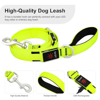 Colaseeme LED Light Up Dog Leash, USB Rechargeable (6FT,Green) | Glow in dark, reflective, USB-C rechargeable, bright LED for night safety, fits medium to large dogs - color: Green, size: 6FT