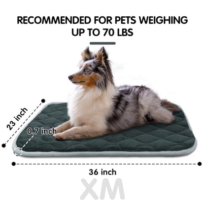 furrybaby Dog Bed Mat Flat Crate Mat with Anti-Slip Bottom Machine Washable Pet Kennel Pad for Dog Sleeping (XM 36x23'', Grey Mat) - size: 36.0"L x 23.0"W x 0.7"Th