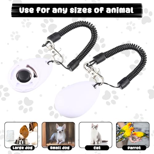 Frienda 18 Pieces Dog Training Clicker, Pet Behavioral Training Clickers with Wrist Strap for Dogs Cats Puppy Birds Horses (White) - color: White