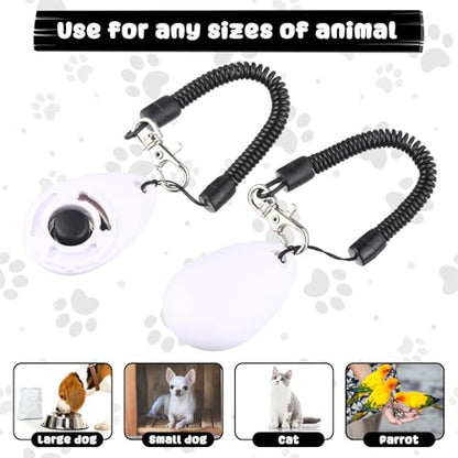 Frienda 18 Pieces Dog Training Clicker, Pet Behavioral Training Clickers with Wrist Strap for Dogs Cats Puppy Birds Horses (White) - color: White
