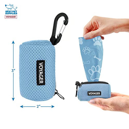 Best Pet Supplies 강아지 배변 봉투 홀더 목줄 부착물, 15개의 가방 포함, 베이비 블루, 여행, 산책, 공원 및 실외 사용을 위한 재사용 가능한 메시 디스펜서 파우치, 클립온으로 부드럽고 내구성 있음 - color: 메시 (베이비 블루), size: 1 개(1 팩)