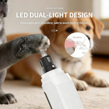Silent Groom pro Nail Grinder, 2-Speed USB-C Rechargeable Dog Nail Trimmer with LED Light, Safe Painless Paw Grooming Tool for Small Medium Large Dogs Cats, with Replacement Heads