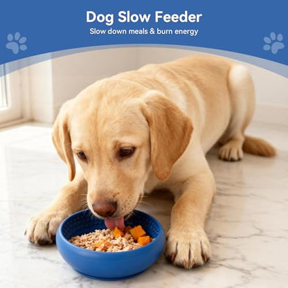 CNMSGM Slow Feeder Dog Bowl, BPA-Free Silicone Lick Mat for Small and Medium Dogs, Non-Slip & Dishwasher Safe(Blue-Large) - color: Blue, size: Large
