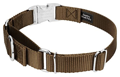 Country Brook Petz - Martingale Dog Collar - Heavy Duty Nylon Adjustable Martingale Dog Collar with Premium Buckle for Small Medium Large Breeds (5/8 Inch, Extra Small, Coyote Tan) - color: Coyote Tan, size: Extra Small (Pack of 1)