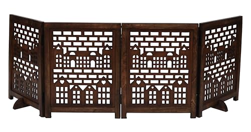 Freestanding Pet Gate for Dogs, Foldable Wooden Dog Gate for House, Indoor Dog Gate for Stair, Doorway, House Design Gates for Dogs Indoor, 72 Inch Wide, (18" x4 Panels 72 inch), Burnt Finish - color: Burnt, size: 72X22.5"_4Panel