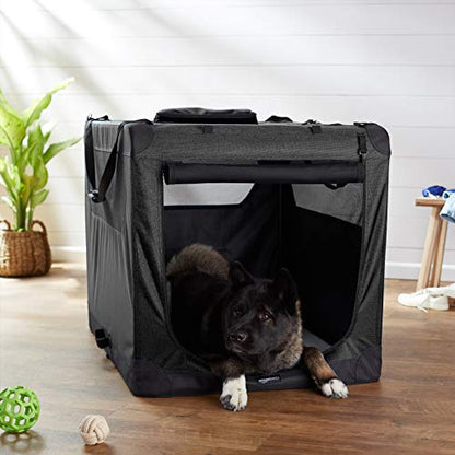 Amazon Basics Folding Portable Soft Pet Dog Crate Carrier Kennel, 42 x 31 x 31 inches, Black - color: BLACK, size: 41.9"L x 30.9"W x 30.7"H