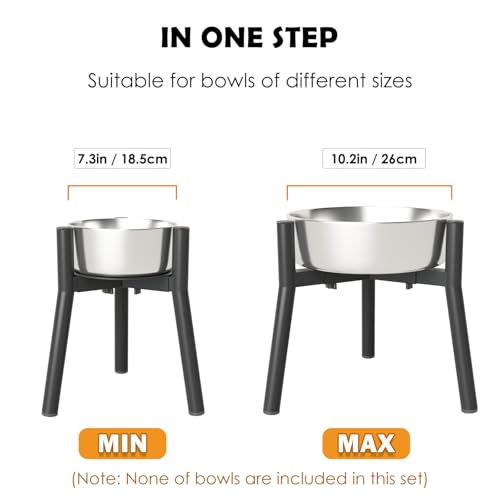 SHAINFUN Raised Dog Bowl Stand for Large Dogs with Tray, Adjustable Width 7 to 10.6", Elevated Tall Food Water Stand (Bowl Not Included) - color: Black-MR, size: Height: 11", Width: 7-10.6"