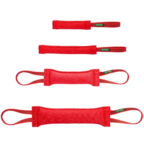 Viper Heavy Duty French Linen Dog Bite Tug Toy - K9 Trainer, Tough and Durable for Dogs Shutzhund IPO K-9 - Red - 12in L x 1.5 W - color: Red, size: 12in L x 1.5in W