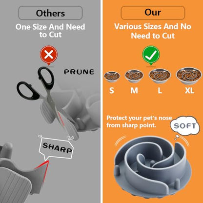 Slow Feeder Dog Bowls Insert, Animire Soft Silicone Slow Eating Dog Food Bowl for Small, Medium and Large Dogs, Compatible with Regular and Elevated Bowls - color: Grey, size: L