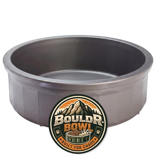 Pet Crock Bowl – Thick Durable Plastic Non-Tip Food & Water Dish for Dogs, Cats & Small Animals – Indoor/Outdoor – Chew Resistant, Easy Clean (Gray, Jumbo 96oz) - color: Gray, size: Jumbo 96oz