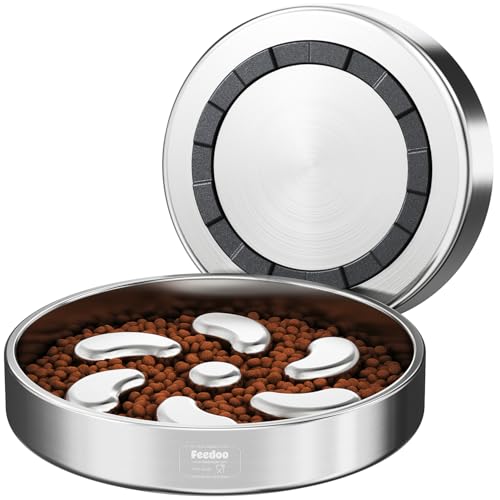 Slow Feeder Dog Bowl-3Cups for Large Breeds, Double Wall Food-Grade Stainless Steel, Heavy Duty with Non-Slip Rubber Base, Puzzle Maze Bowl to Slow Down Eating - color: Spiral-1Pack, size: L 3~3.5Cups