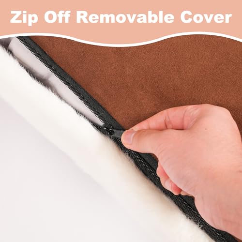 Bedfolks Waterproof Crate Bed, Plush Dog Kennel Pad with Removable Washable Cover, Faux Fur for Small Dogs & Cats, 21"x13", Cow Print - color: Cow Print, size: X-Small(21x13'')