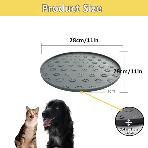 Dog Food Mats - Waterproof Silicone Dog Mat for Food and Water, Pet Food Mat with Edges, Nonslip Pet Feeding Mat for Protecting Floors (2Pack Grey) - color: 2Pack Grey
