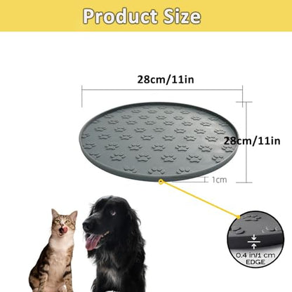 Dog Food Mats - Waterproof Silicone Dog Mat for Food and Water, Pet Food Mat with Edges, Nonslip Pet Feeding Mat for Protecting Floors (2Pack Grey) - color: 2Pack Grey