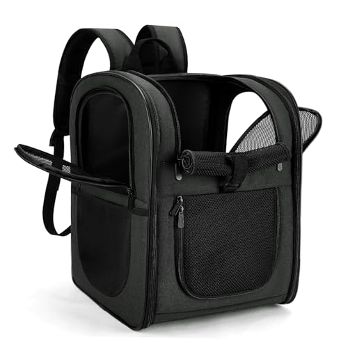 Apollo Walker Dog & Cat Carrier Backpack for 4-18lb Pets - Ventilated Safe Design with Padded Back Support, Breathable Mesh Pet Backpack for Hiking, Travel, Outdoor (Black) - color: Black