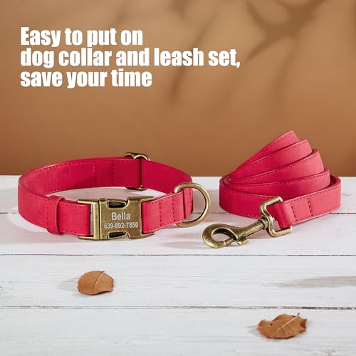 Personalized Dog Collars for Puppies, Custom Soft PU Leather Dog Collar with Engraved ID Name and Number, Adjustable & Durable Pet Collars with Quick Release Metal Buckle,XS(8-13") - color: Red-Engraving, size: X-Small: Fit 8-13" Neck