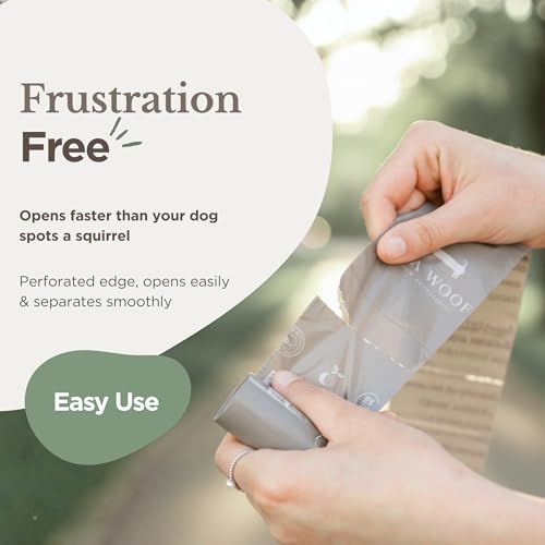NINA WOOF Dog Poop Bags Rolls - 90 Compostable & Biodegradable for Puppy Walks, Travel, Thick Refill Housebreaking dog poo bags Premium Cornstarch Pet Poo Bags Dogs - size: 90 Bags (6 Rolls)
