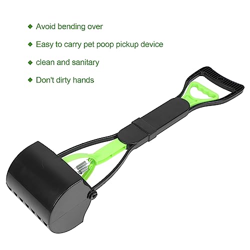 Pet Pooper Scooper, 23.7 Heavy Duty Dog Pooper Scooper, Long Handle Poop Picker Upper, Portable Pet Waste Grabber for Yard, Grass, Dirt, Double Spring, Dog Supplies (Green+Black)