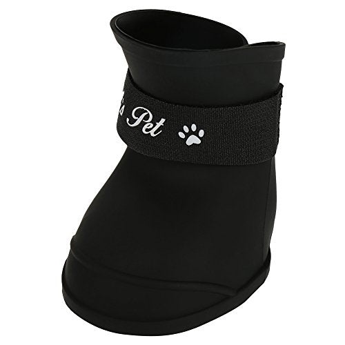 FILFEEL Pet Rain Shoes, Silicone Dog Cute Boots Anti-Slip Protective (M Black Color)