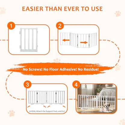 Snagle Paw Short Dog Gate,16.5" Tall Freestanding Metal Dog Gate Only for Small Dogs with Support Feet Easily Step Over,Up to 48" Wide Puppy Gate Indoor for Stairs,Doorways(White,4 Panel) - size: White-4 Panels 16.5"H*48"W