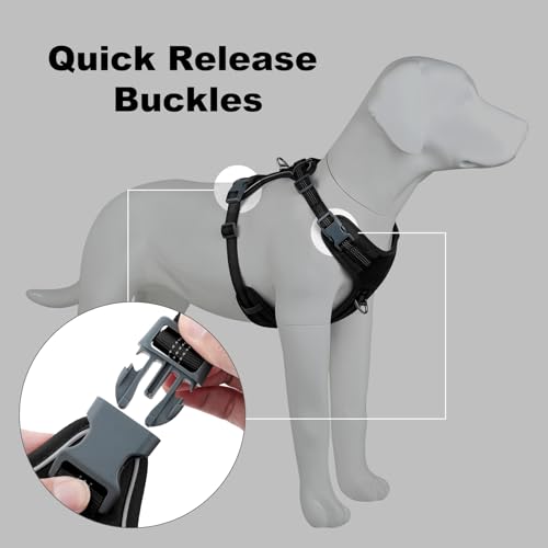 Plutus Pet No Pull Dog Harness, Release at Neck, Soft Padded, Reflective Adjustable Dog Vest Harness for Small, Medium, Large Dogs(Black, M) - color: Black, size: M