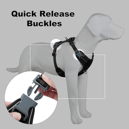 Plutus Pet No Pull Dog Harness, Release at Neck, Soft Padded, Reflective Adjustable Dog Vest Harness for Small, Medium, Large Dogs(Black, S) - color: Black, size: S